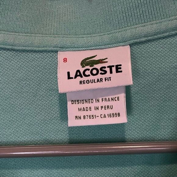 Lacoste regular fit polo short sleeve shirt size 8 - Picture 2 of 5